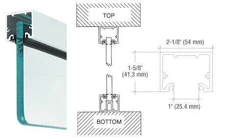 C.R. Laurence CRL Satin Anodized Wide &quot;U&quot; Channel and Narrow Header for 3/4&quot; Glass - 240&quot; Length | NH3SA240