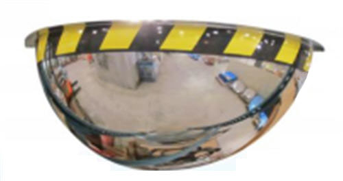 48&quot; 180 Degree Acrylic Half Dome Mirror with Safety Caution Border | ONV18048SB