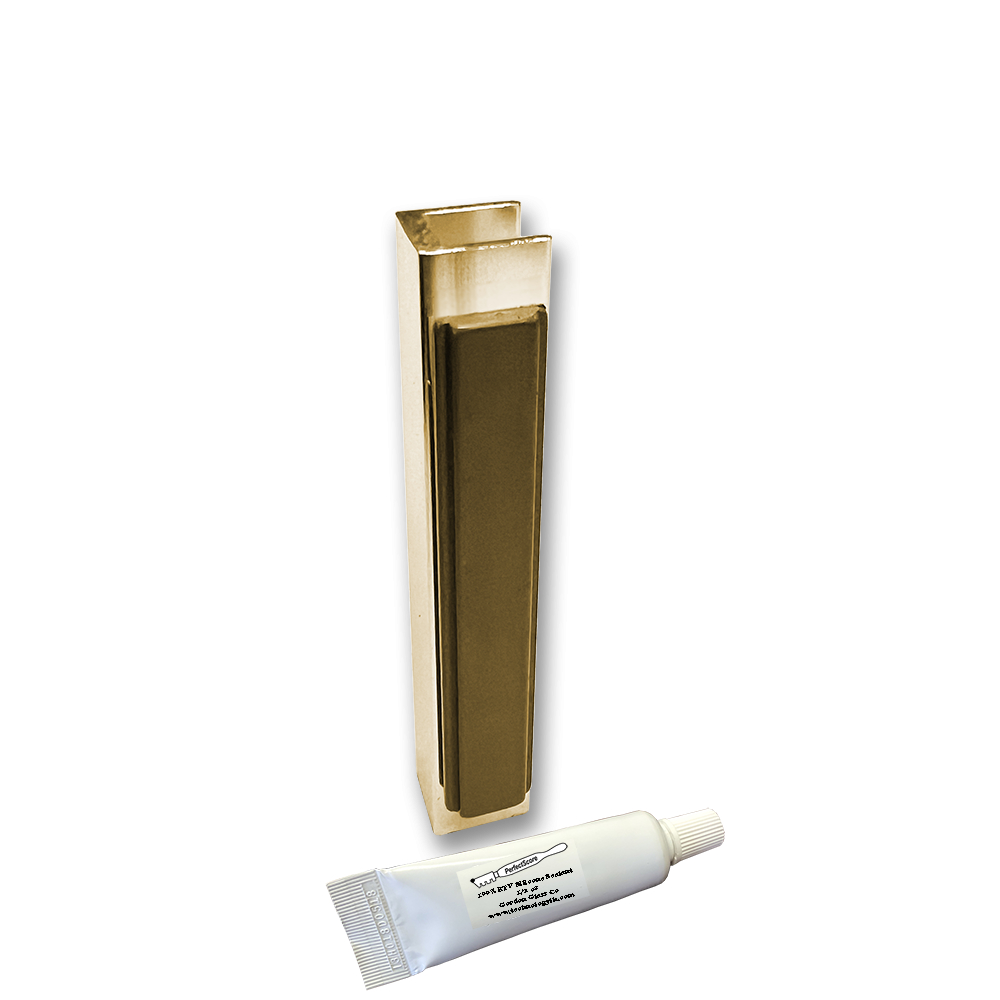 Gold U-channel with Magnet for 3/16, 1/4&quot;, and 5/16&quot; Glass Frameless Shower Doors  | OPCGD