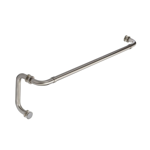 Opus I 24&quot; Cuttable Towel Bar and 8&quot; Pull Shower Door Combination with Rosettes - Brushed Nickel | S124TB8PBN