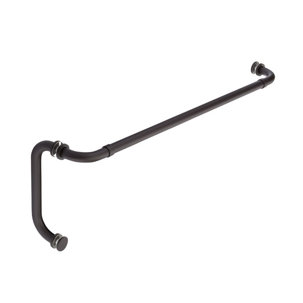 Opus I 24&quot; Cuttable Towel Bar and 6&quot; Pull Shower Door Combination with Rosettes - Oil Rubbed Bronze (Medium) | S124TB6PORBM