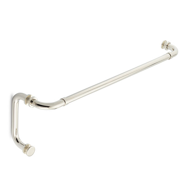 Opus I 24&quot; Cuttable Towel Bar and 8&quot; Pull Shower Door Combination with Rosettes - Polished Nickel | S124TB8PPN