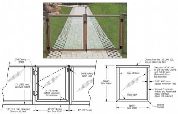 C.R. Laurence CRL Custom 100 Series Aluminum Railing Gate for Glass | P0STGATE1G
