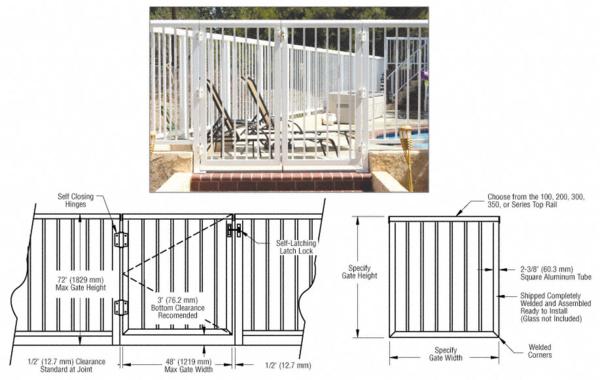 C.R. Laurence CRL Custom 350 Series Aluminum Railing Gate With Picket | P0STGATE35P
