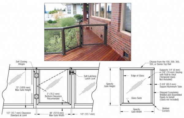 C.R. Laurence CRL Custom 300 Series Aluminum Railing Gate for Glass | P0STGATE3G
