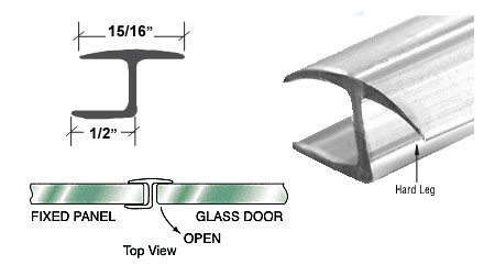 C.R. Laurence CRL Polycarbonate &quot;h&quot; Jamb with Hard Leg for 180 Degree for 10 mm Glass - 95 in long | P10MMHJ