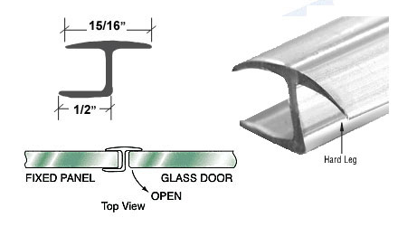 C.R. Laurence CRL Polycarbonate &quot;h&quot; Jamb with Hard Leg for 180 Degree for 5/16&quot; Glass - 95 in long | P516HJ