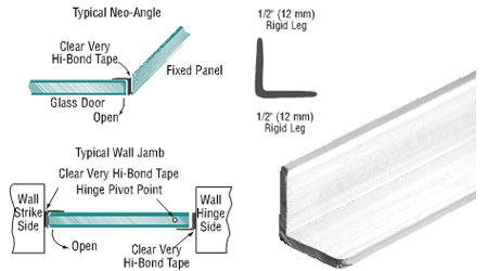 C.R. Laurence CRL Multi-Purpose Polycarbonate Clear L-shape Angle Jamb for 1/4&quot; to 1/2&quot; Glass - 95 in long | P12LJ