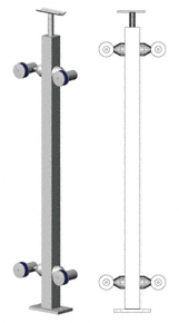 C.R. Laurence CRL 36&quot; Brushed Stainless P1 Series 180 Degree Center Post Railing Kit | P136CBS