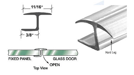 C.R. Laurence CRL Polycarbonate &quot;h&quot; Jamb with Hard Leg for 180 Degree for 1/4&quot; Glass - 95 in long | P140HJ