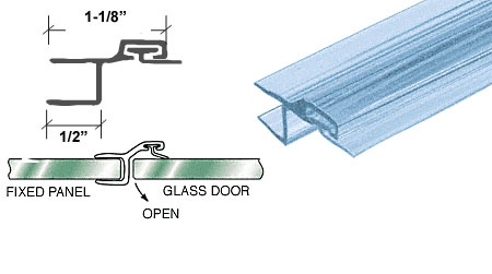 C.R. Laurence CRL Polycarbonate Strike and Door &quot;h&quot; Jamb with Vinyl Insert 180 Degree for 1/2&quot; Glass - 95 in long | P120SDJ