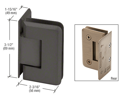 CRL Pinnacle 044 Series Matte Black Wall Mount Offset Back Plate Hinge | P1N044MBL