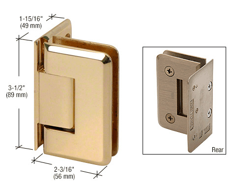 CRL Pinnacle 044 Series Polished Brass Wall Mount Offset Back Plate Hinge | P1N044BR