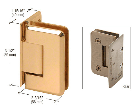CRL Pinnacle 044 Series Gold Plated Wall Mount Offset Back Plate Hinge | P1N044GP