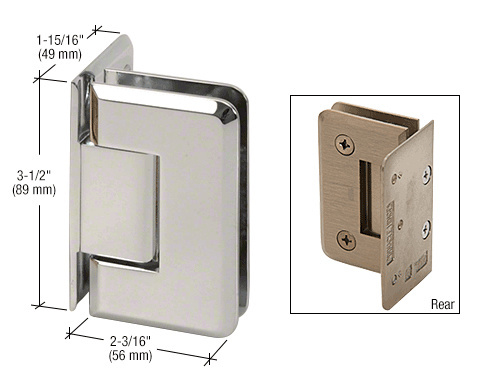 CRL Pinnacle 044 Series Polished Nickel Wall Mount Offset Back Plate Hinge | P1N044PN