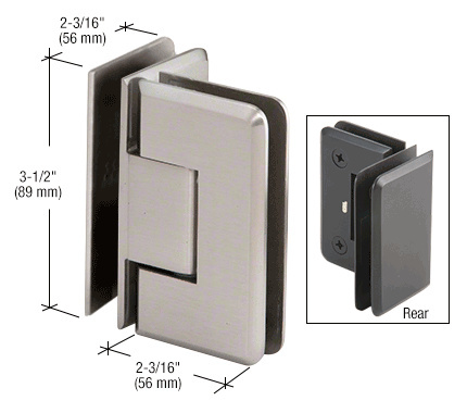 CRL Pinnacle 092 Series Brushed Nickel 90&amp;#176; Glass-To-Glass Hinge | P1N092BN