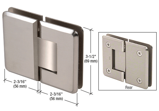 CRL Pinnacle 180 Series Brushed Nickel 180&amp;#186; Glass-To-Glass Standard Hinge | P1N180BN