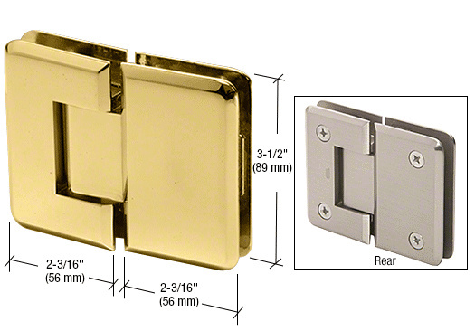CRL Pinnacle 180 Series Polished Brass 180&amp;#186; Glass-To-Glass Standard Hinge | P1N180BR