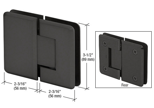 CRL Pinnacle 180 Series Matte Black 180&amp;#186; Glass-To-Glass Standard Hinge | P1N180MBL