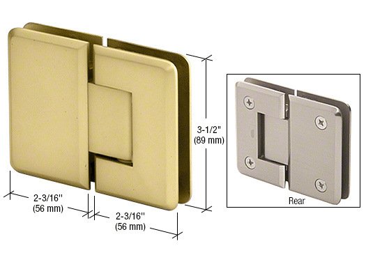 CRL Pinnacle 180 Series Satin Brass 180&amp;#186; Glass-To-Glass Standard Hinge | P1N180SB