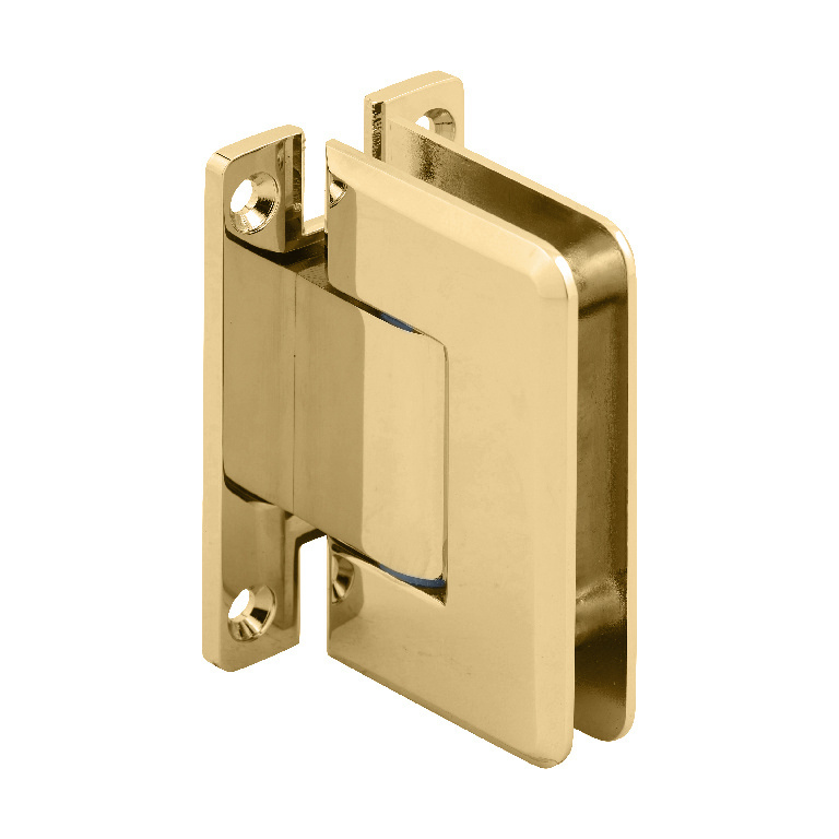 CRL Pinnacle 337 Series Polished Brass Adjustable Wall Mount Full Back Plate Hinge | P1N337BR