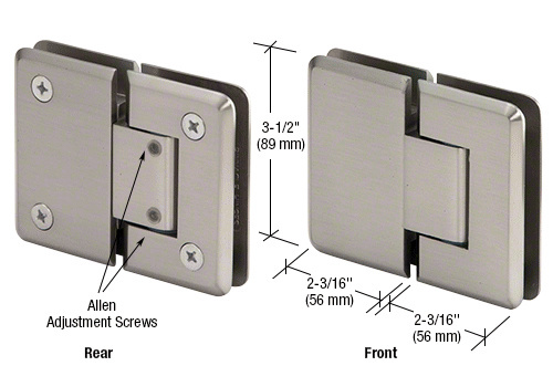 CRL Pinnacle 380 Series Brushed Nickel Adjustable 180&amp;#176; Glass-to-Glass Hinge | P1N380BN