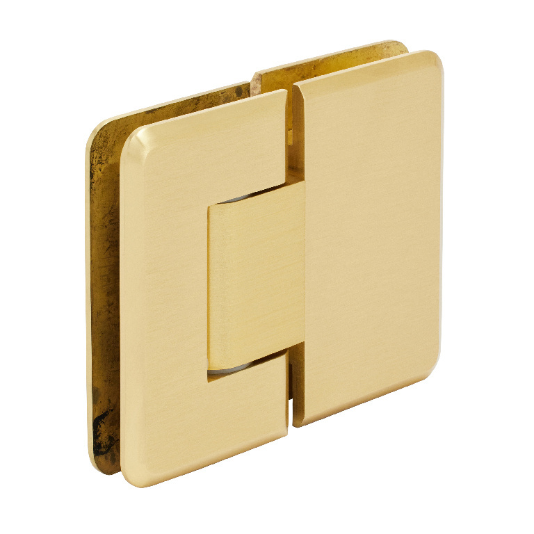 CRL Pinnacle 380 Series Satin Brass Adjustable 180&amp;#176; Glass-to-Glass Hinge | P1N380SB