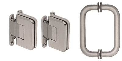 CRL Brushed Nickel Pinnacle Shower Pull and Hinge Set | P1NS3BN