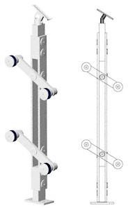 C.R. Laurence CRL 36&quot; Polished Stainless P4 Series 180 Degree Center Post Railing Kit | P436CPS