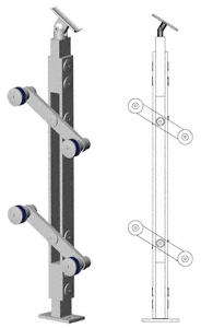 C.R. Laurence CRL 42&quot; Brushed Stainless P4 Series 180 Degree Center Post Railing Kit | P442CBS
