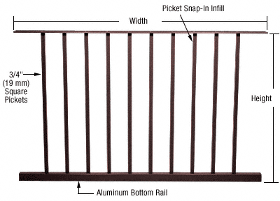 C.R. Laurence CRL 200, 300, 350, and 400 Series Bronze Picket Panel 48&quot;W x 36&quot;H | P4836BRZ