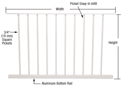 C.R. Laurence CRL 200, 300, 350, and 400 Series Sky White Picket Panel 48&quot;W x 36&quot;H | P4836W