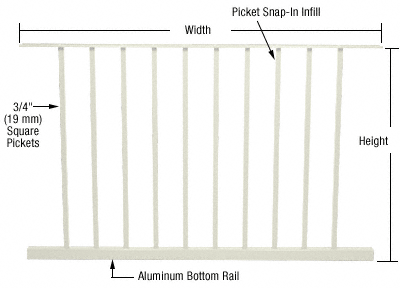 C.R. Laurence CRL 200, 300, 350,  and 400 Series Oyster White Picket Panel 48&quot;W x 48&quot;H | P48480W