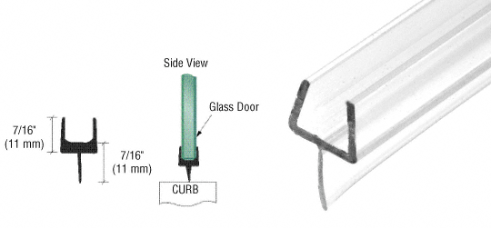 C.R. Laurence CRL One-Piece Bottom Rail With Clear Wipe for 3/8&quot; Glass - 95 in long | P501BR