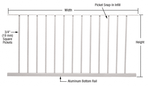 C.R. Laurence CRL 200, 300, 350, and 400 Series Sky White Picket Panel 60&quot;W x 36&quot;H | P6036W