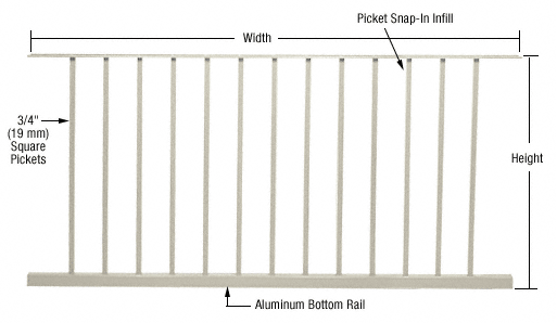 C.R. Laurence CRL 200, 300, 350, and 400 Series Oyster White Picket Panel 60&quot;W x 42&quot;H | P60420W