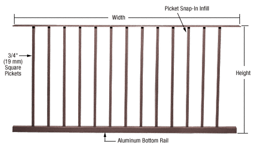 C.R. Laurence CRL 200, 300, 350, and 400 Series Bronze Matte Picket Panel 60&quot;W x 42&quot;H | P6042BRZ