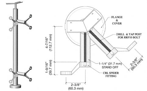 C.R. Laurence CRL 36&quot; Brushed Stainless P6 Series Spider 135 Degree Angle Post Railing Kit | P636ABS