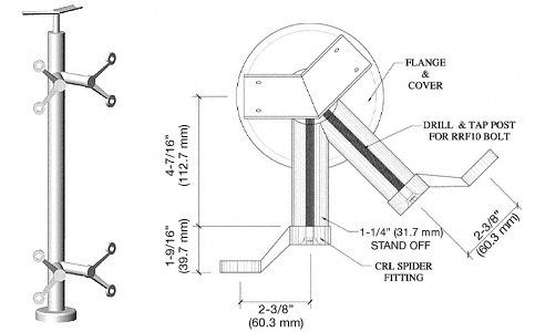 C.R. Laurence CRL 36&quot; Polished Stainless P6 Series Spider 135 Degree Angle Post Railing Kit | P636APS