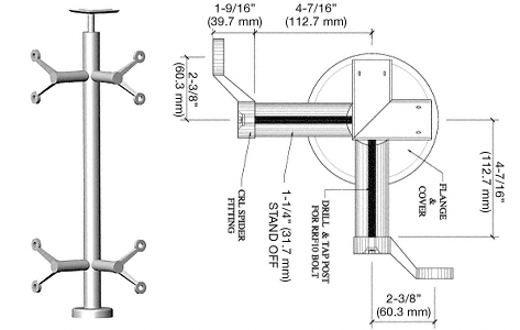 C.R. Laurence CRL 36&quot; Brushed Stainless P6 Series Spider 90 Degree Corner Post Railing Kit | P636LBS