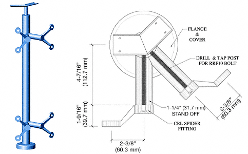 C.R. Laurence CRL 42&quot; Custom Finish P6 Series Spider 135 Degree Angle Post Railing Kit | P642AC