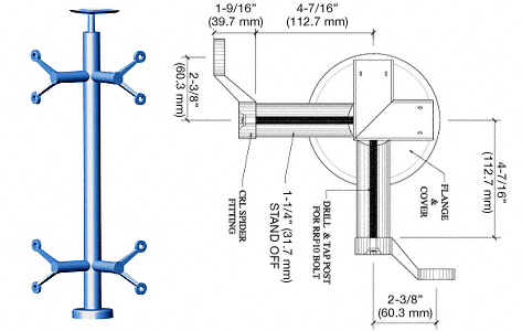 C.R. Laurence CRL 42&quot; Custom Finish P6 Series Spider 90 Degree Corner Post Railing Kit | P642LC