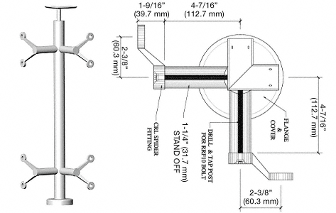 C.R. Laurence CRL 42&quot; Polished Stainless P6 Series Spider 90 Degree Corner Post Railing Kit | P642LPS