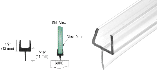 C.R. Laurence CRL One-Piece Bottom Rail With Clear Wipe for 1/2&quot; Glass  - 95 in long | P661BR