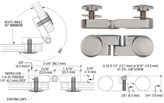 CRL Brushed Nickel Flat Cap Angle Glass Panel Connector | P68FBN