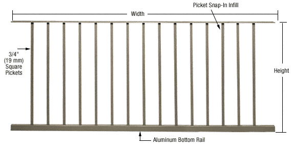 C.R. Laurence CRL 200, 300, 350, and 400 Series Beige Gray Picket Panel 72&quot;W x 36&quot;H | P7236BGY