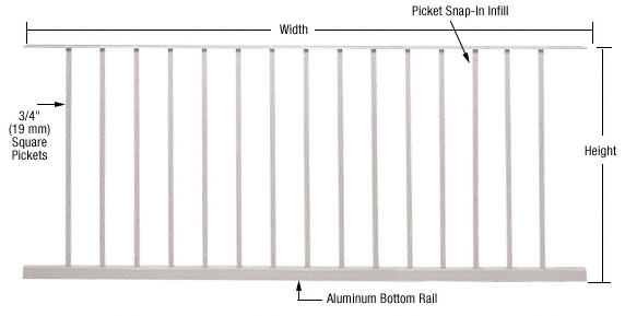 C.R. Laurence CRL 200, 300, 350, and 400 Series Sky White Picket Panel 72&quot;W x 36&quot;H | P7236W