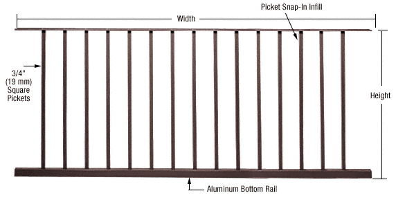 C.R. Laurence CRL 200, 300, 350,  and 400 Series Bronze Matte Picket Panel 72&quot;W x 42&quot;H | P7242BRZ
