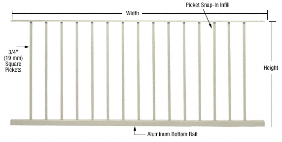 C.R. Laurence CRL 200, 300, 350, and 400 Series Oyster White Picket Panel 72&quot;W x 48&quot;H | P72480W