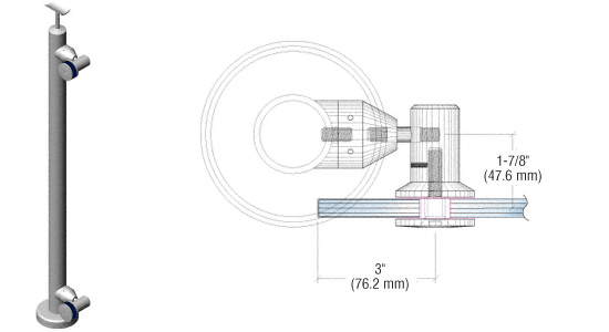 C.R. Laurence CRL Brushed Stainless P7 Series 36&quot; End Post Fixed Fitting Railing Kit | P7F36EBS